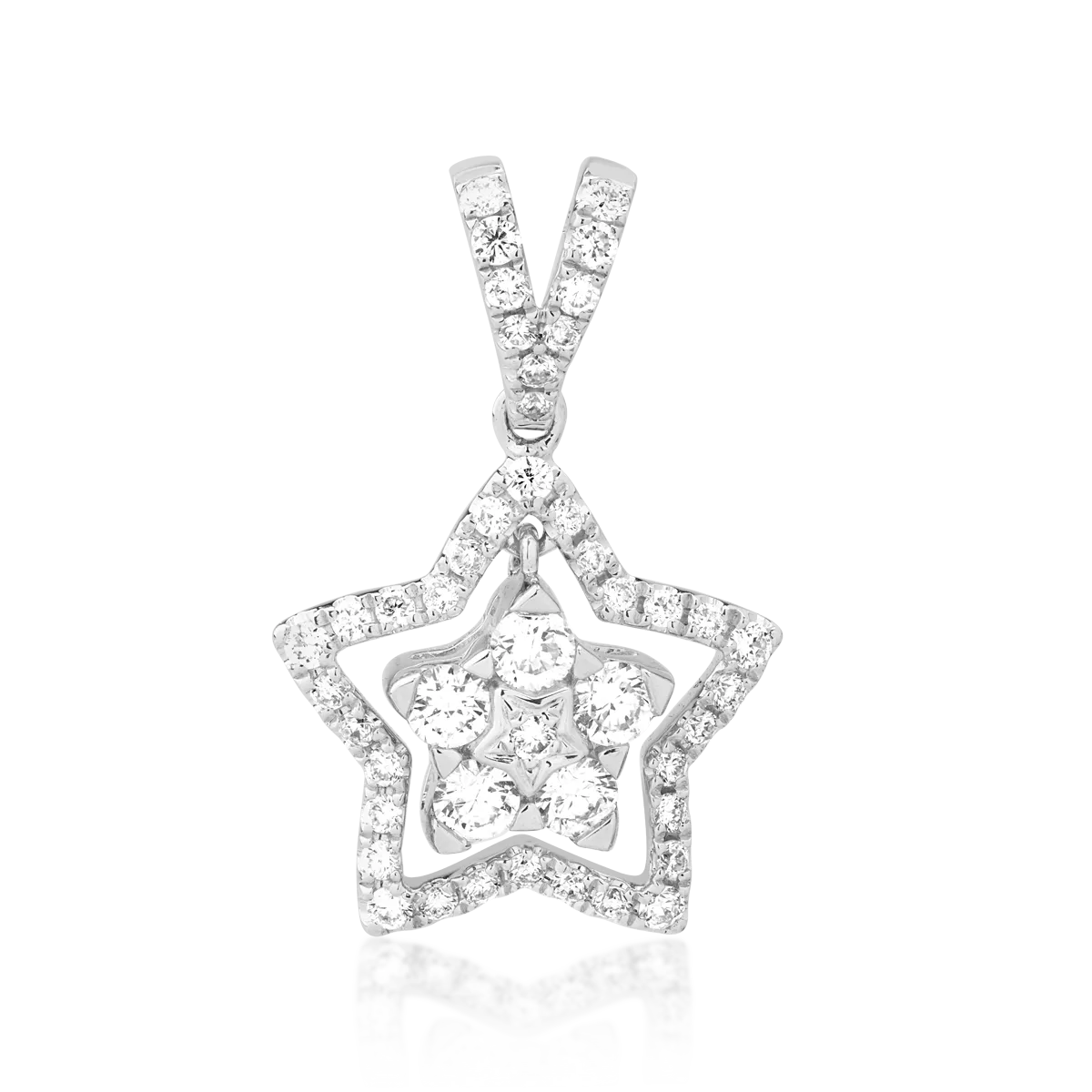 18K white gold stars pendant with diamonds of 0.47ct