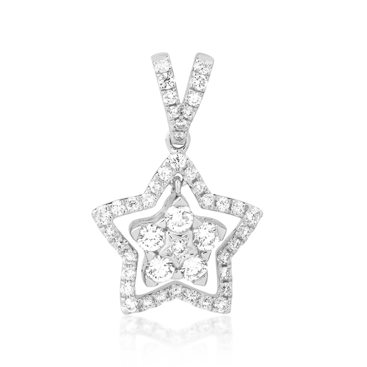 18K white gold stars pendant with diamonds of 0.47ct-104932