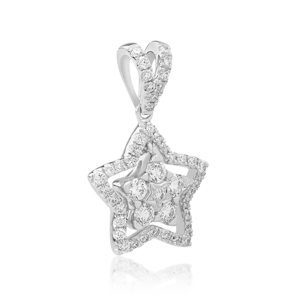 18K white gold stars pendant with diamonds of 0.47ct