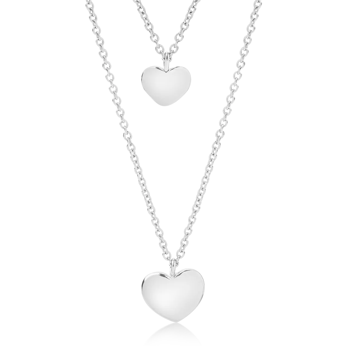 14K white gold hearts pendant necklace