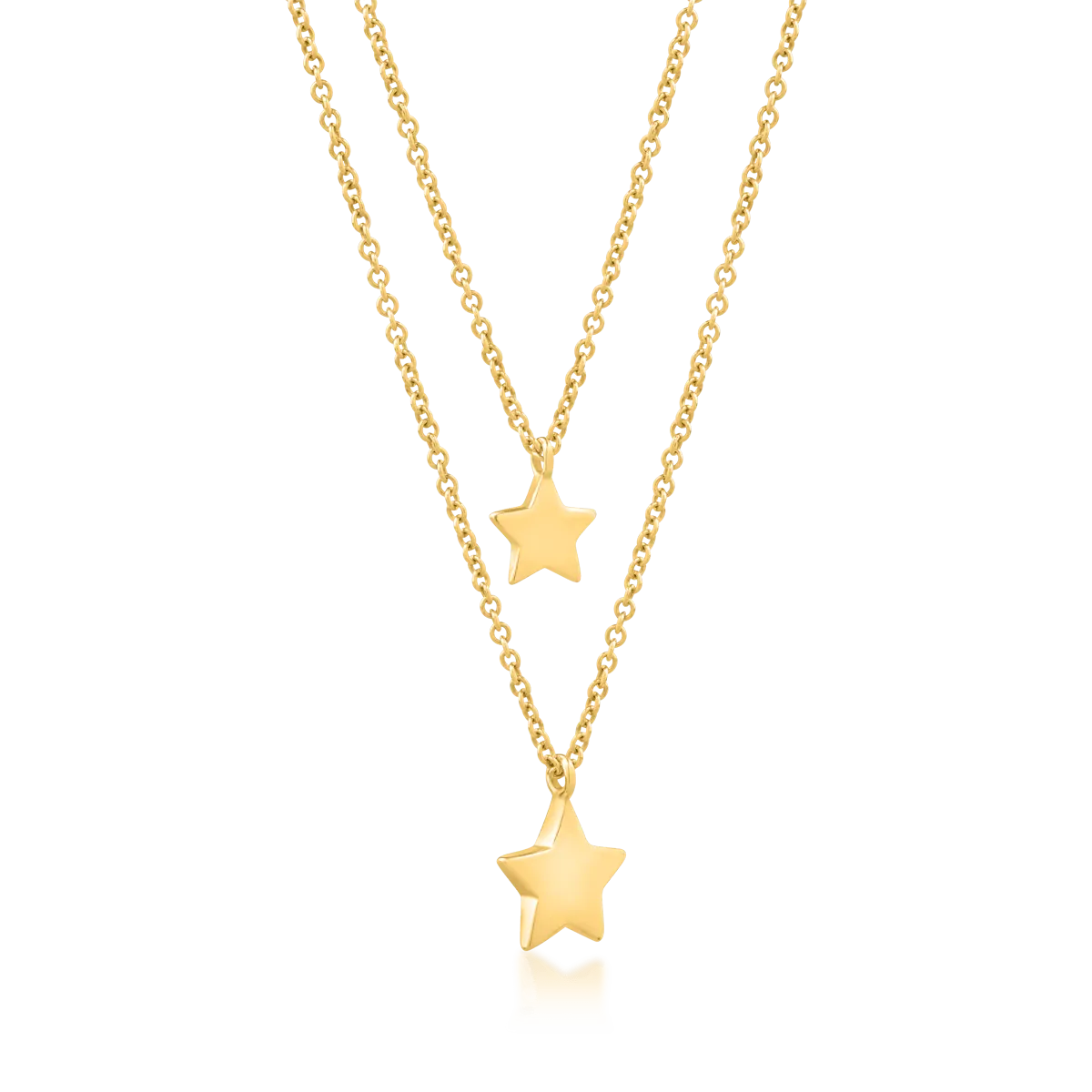 14K yellow gold stars pendants necklace