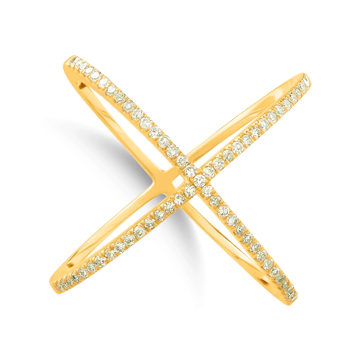 Пръстен от жълто злато 18К с диаманти 0.29гкт-105046