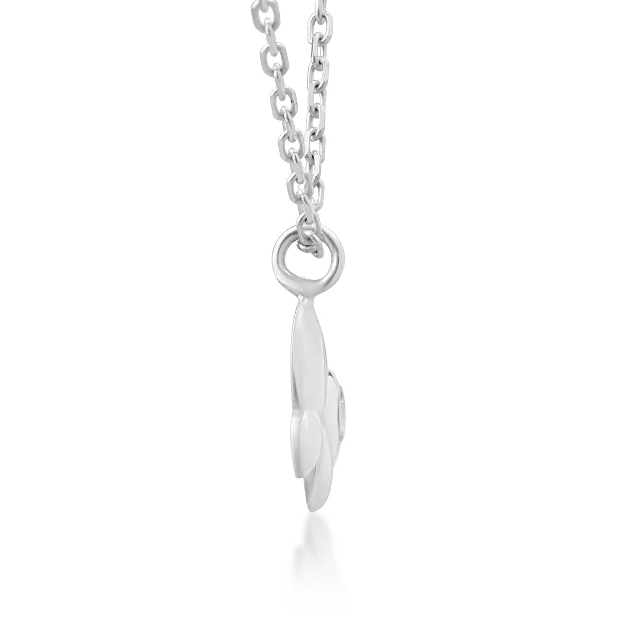Детска верижка пеперуда от 18K бяло злато с висулка с диамант 0.02ct