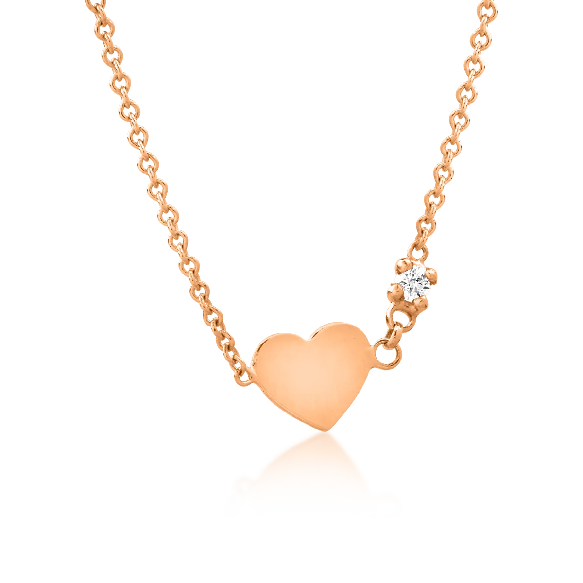 Rose gold children's heart pendant necklace with 0.02ct diamond