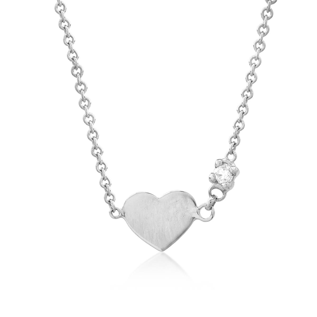 18K white gold heart children's pendant necklace with 0.02ct diamond
