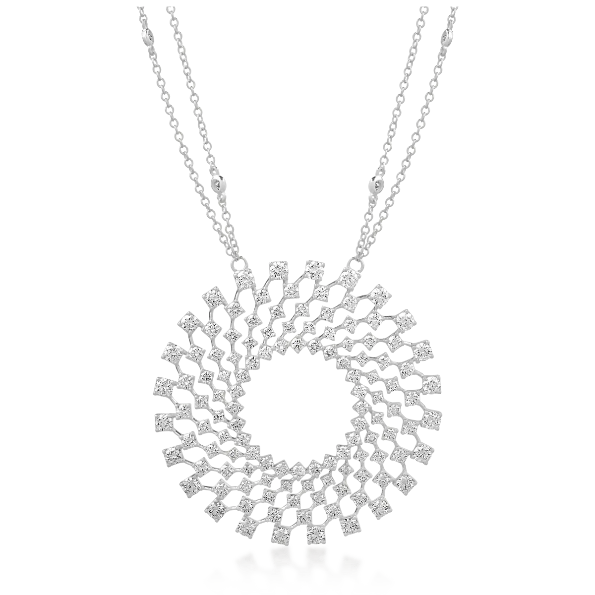 Lant cu pandantiv din aur alb de 18K cu diamante de 4.82ct-112646