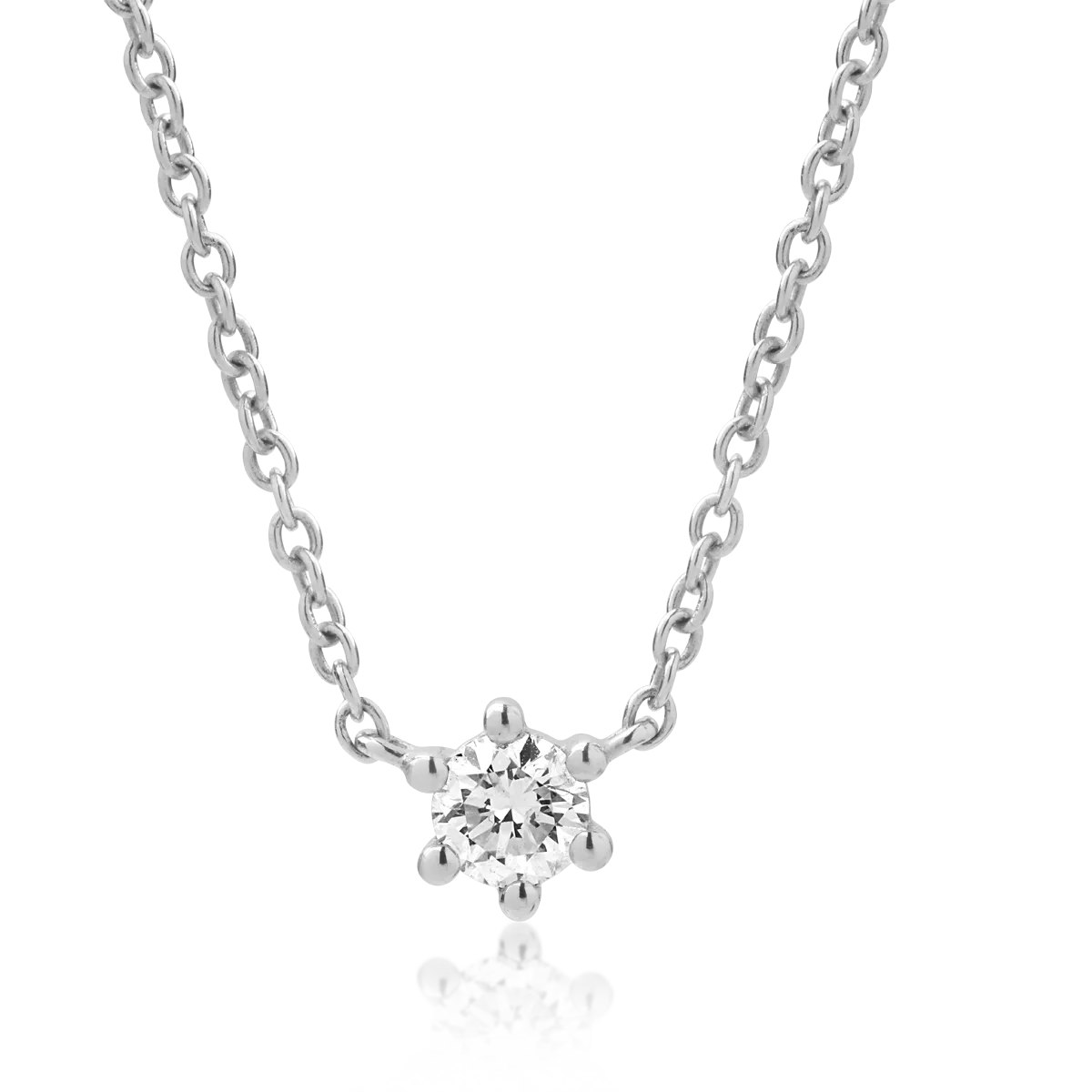 Lant cu pandantiv din aur alb cu diamant de 0.19ct
