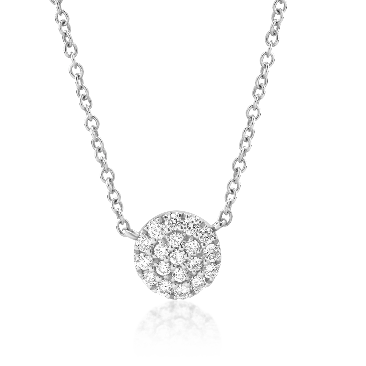 Lant cu pandantiv din aur alb de 18K cu diamante de 0.18ct-116893