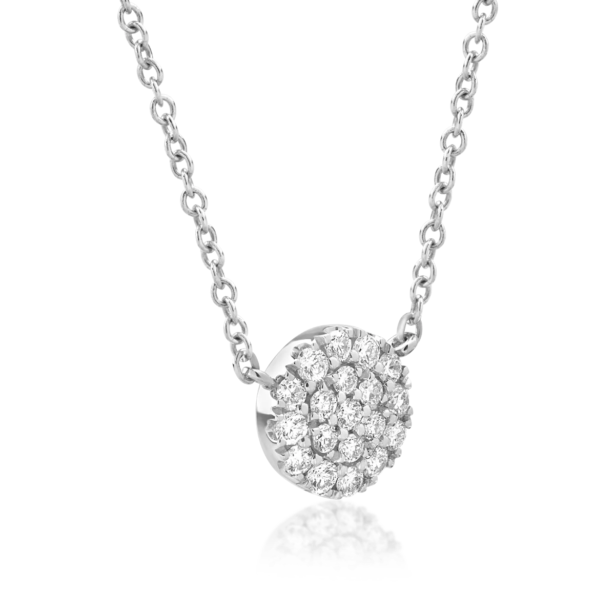 Lant cu pandantiv din aur alb de 18K cu diamante de 0.18ct