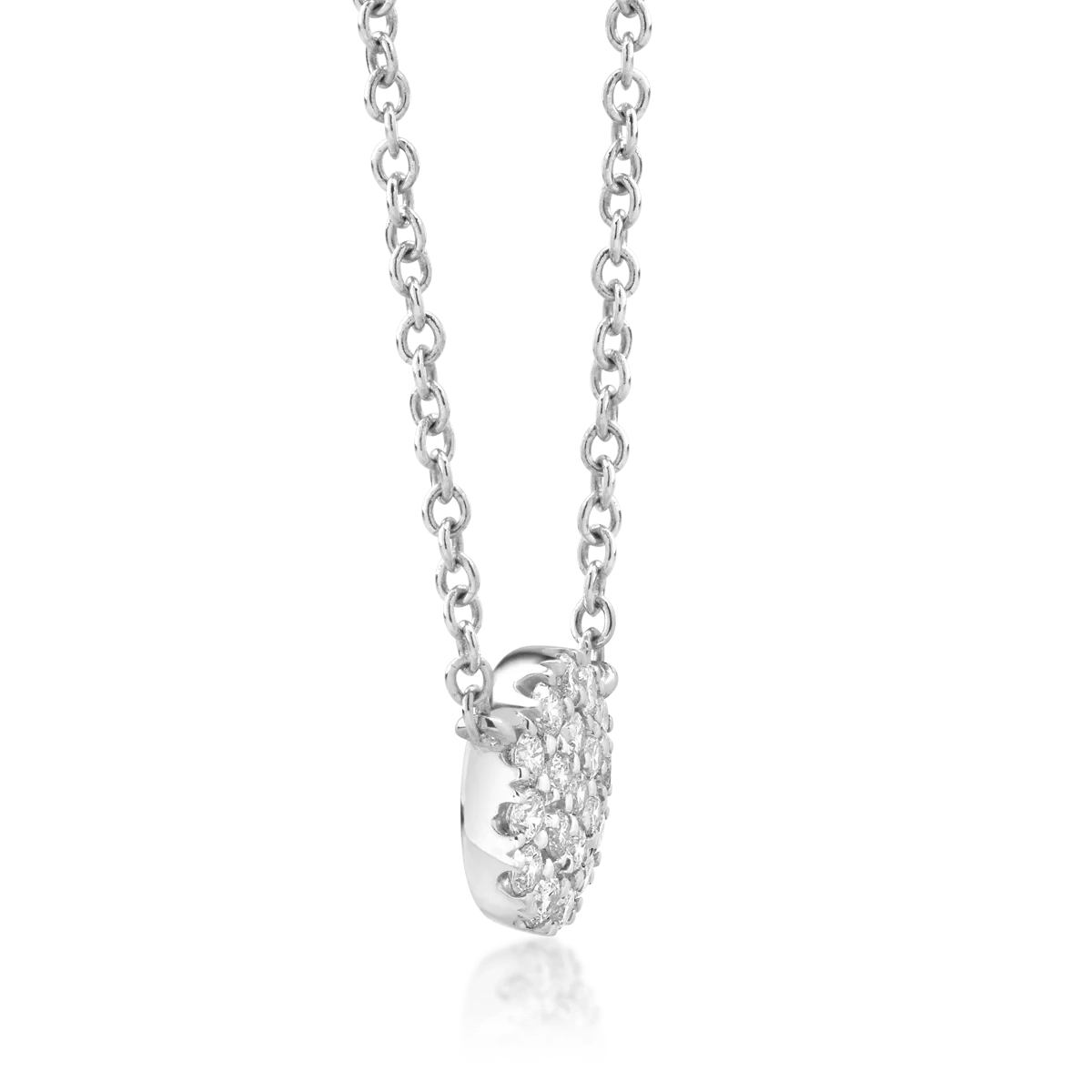 Lant cu pandantiv din aur alb de 18K cu diamante de 0.18ct