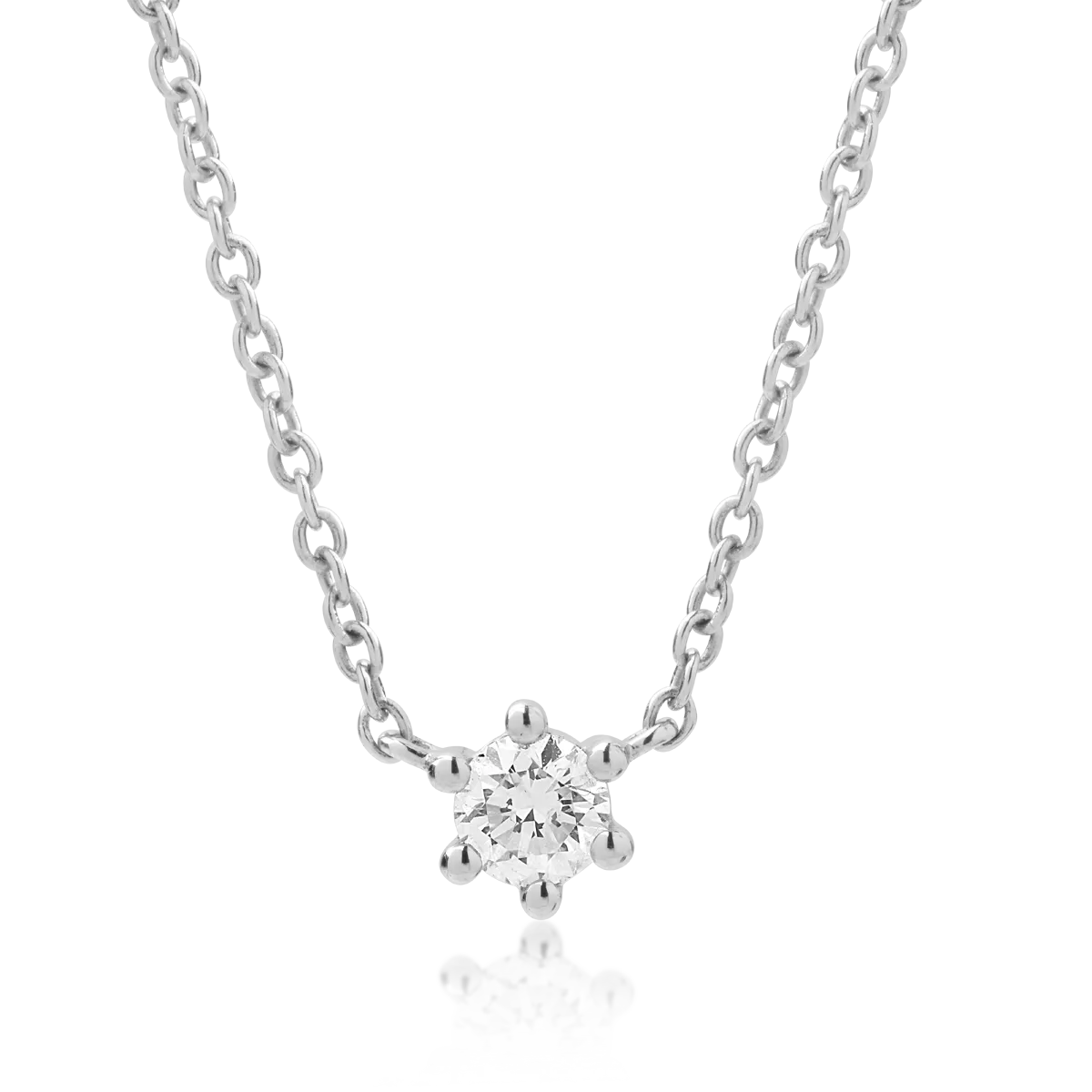 Lant cu pandantiv din aur alb de 18K cu diamant de 0.14ct-121726