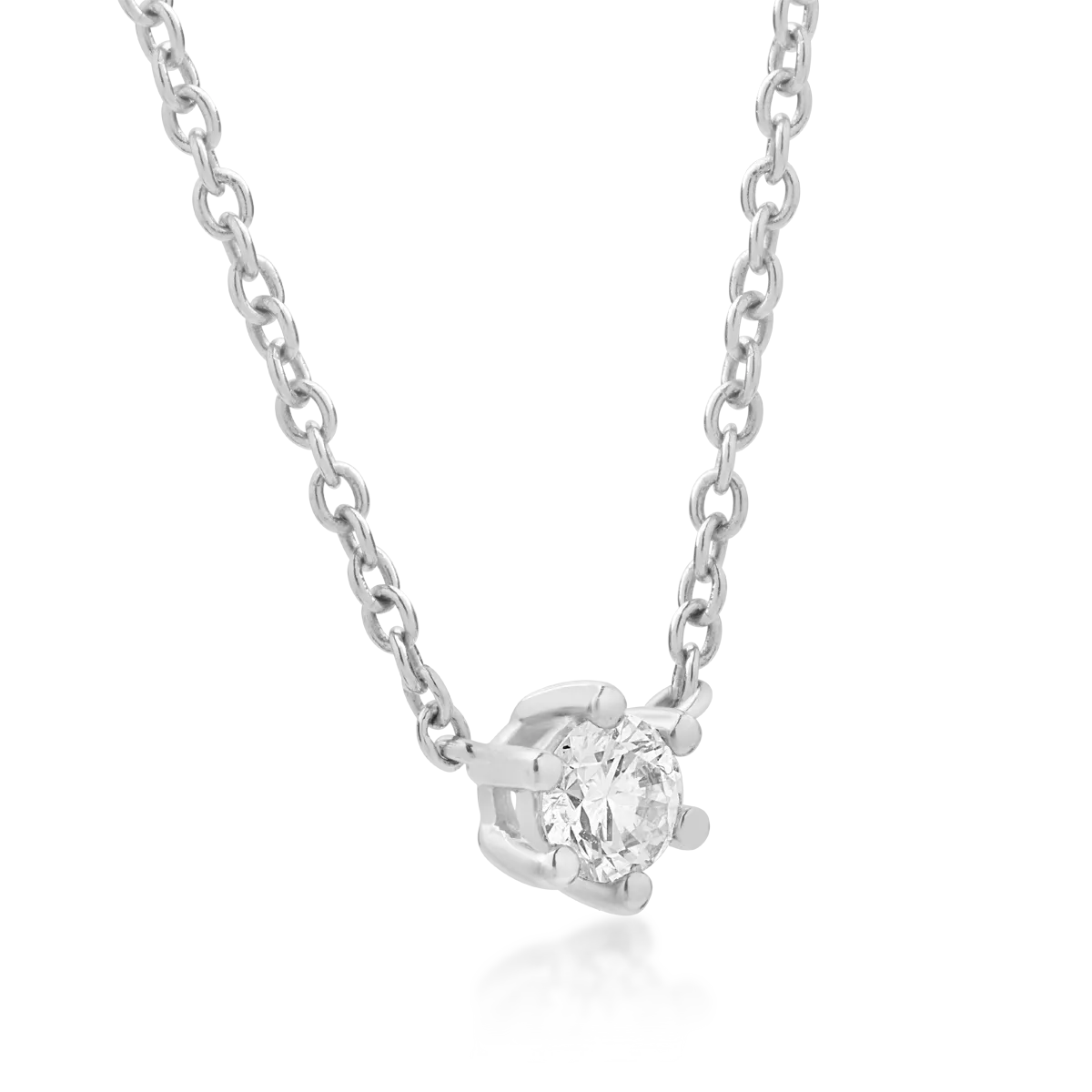 Lant cu pandantiv din aur alb de 18K cu diamant de 0.14ct