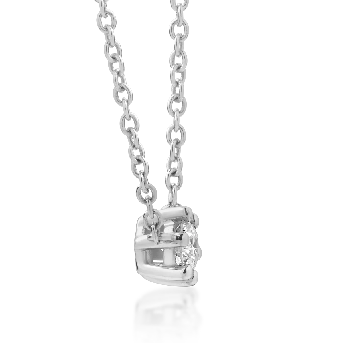 Lant cu pandantiv din aur alb de 18K cu diamant de 0.14ct