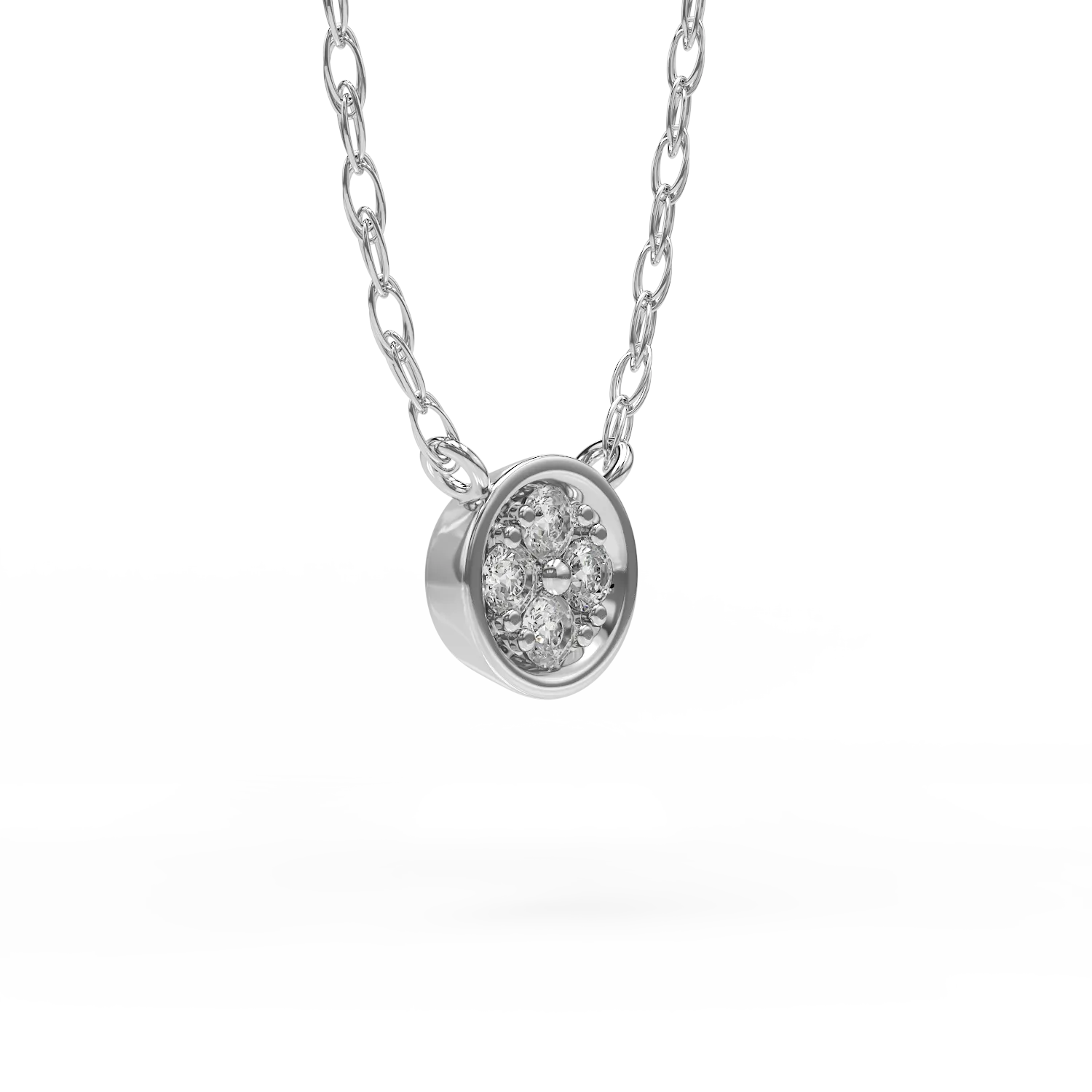 18K white gold pendant necklace with 0.08ct diamonds