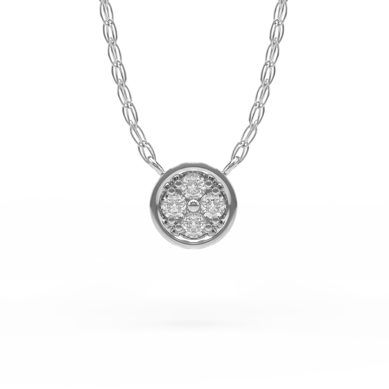 Lant cu pandantiv din aur alb cu diamante de 0.08ct