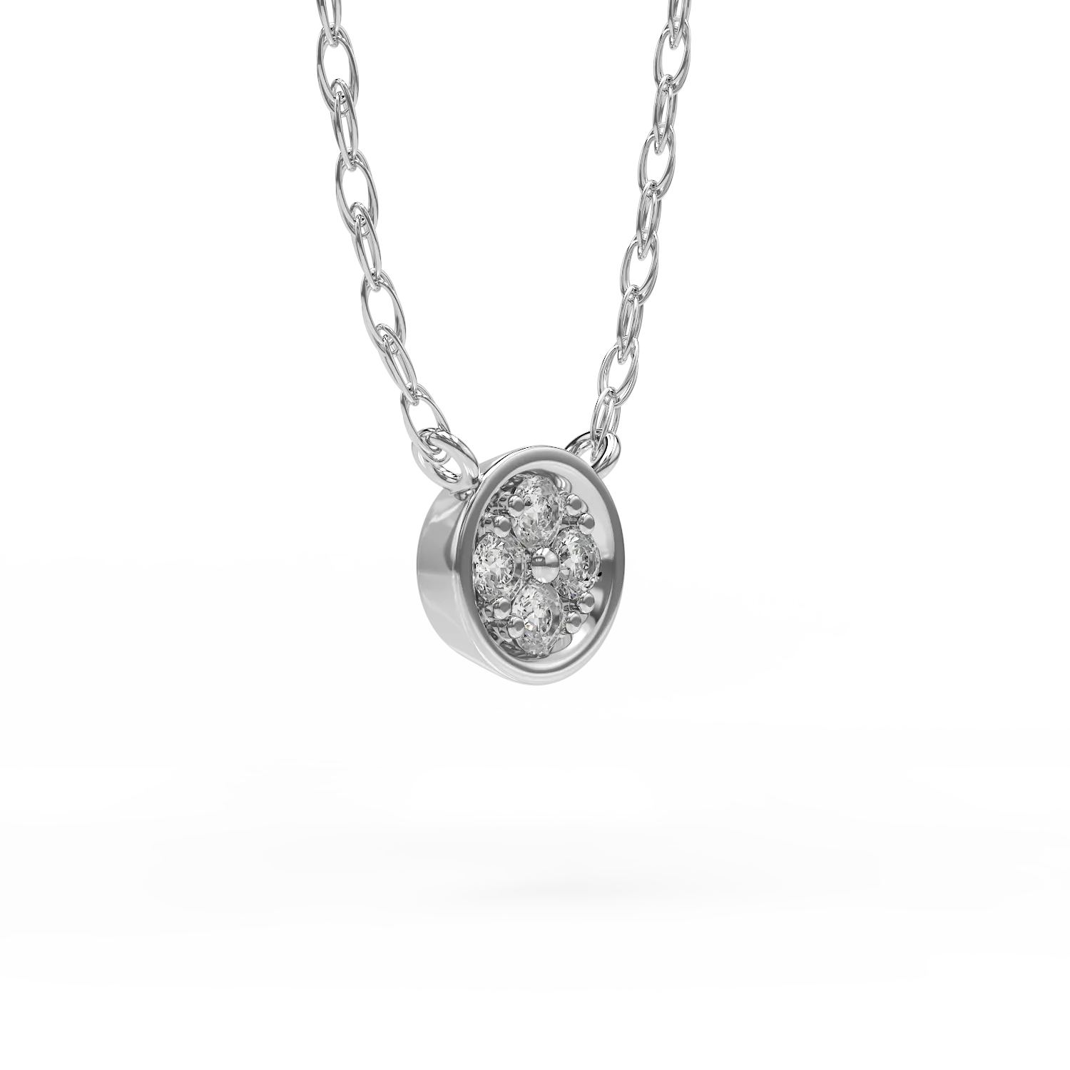 Lant cu pandantiv din aur alb de 18K cu diamante de 0.08ct