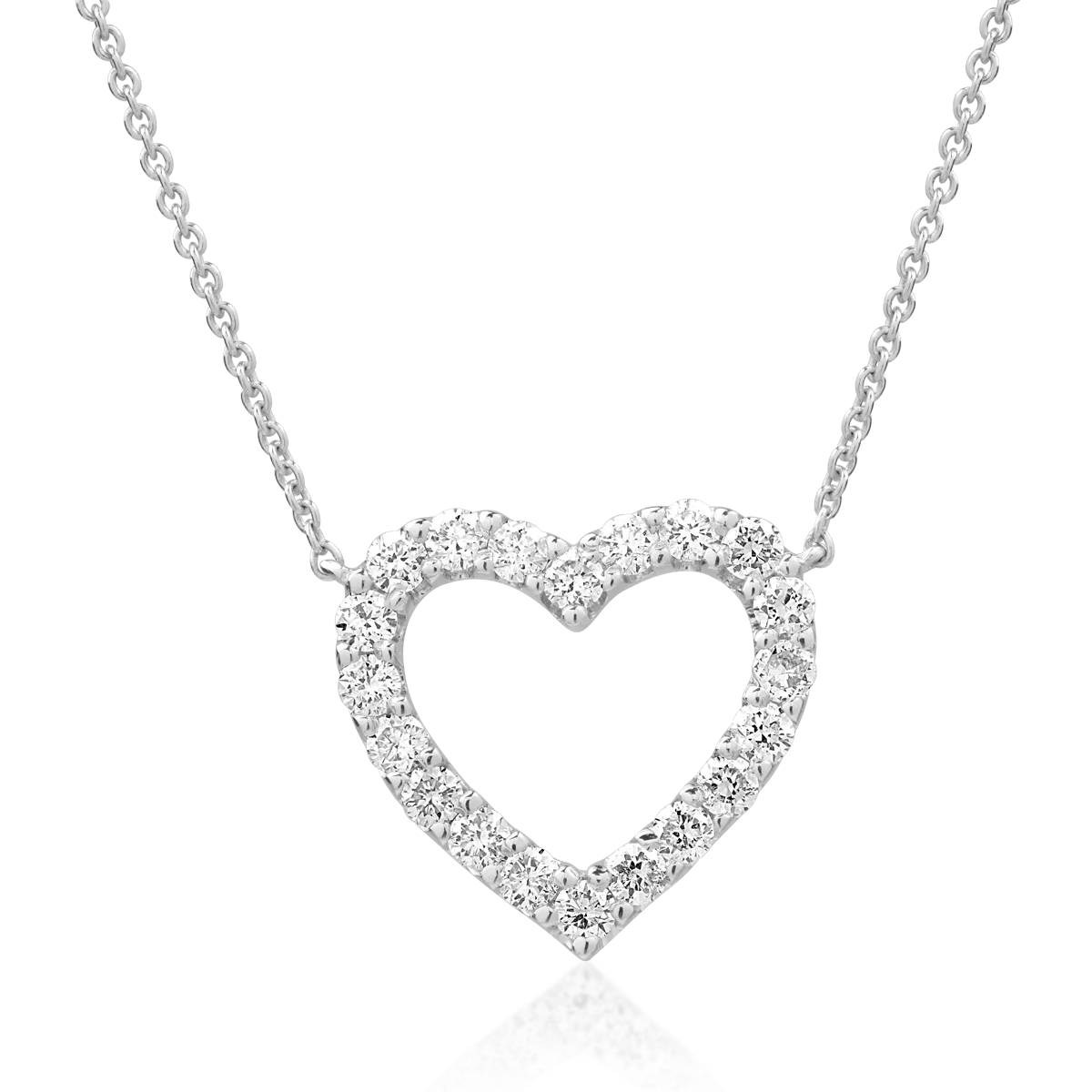 Lant cu pandantiv inimioara din aur alb cu diamante de 0.5ct