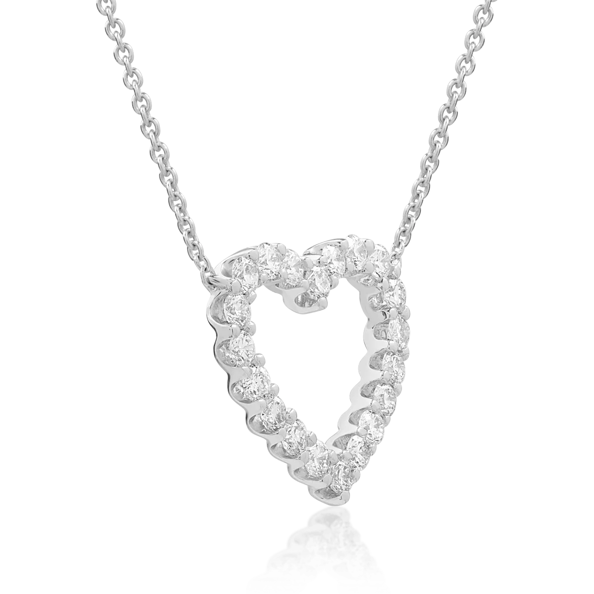 Lant cu pandantiv inimioara din aur alb cu diamante de 0.5ct