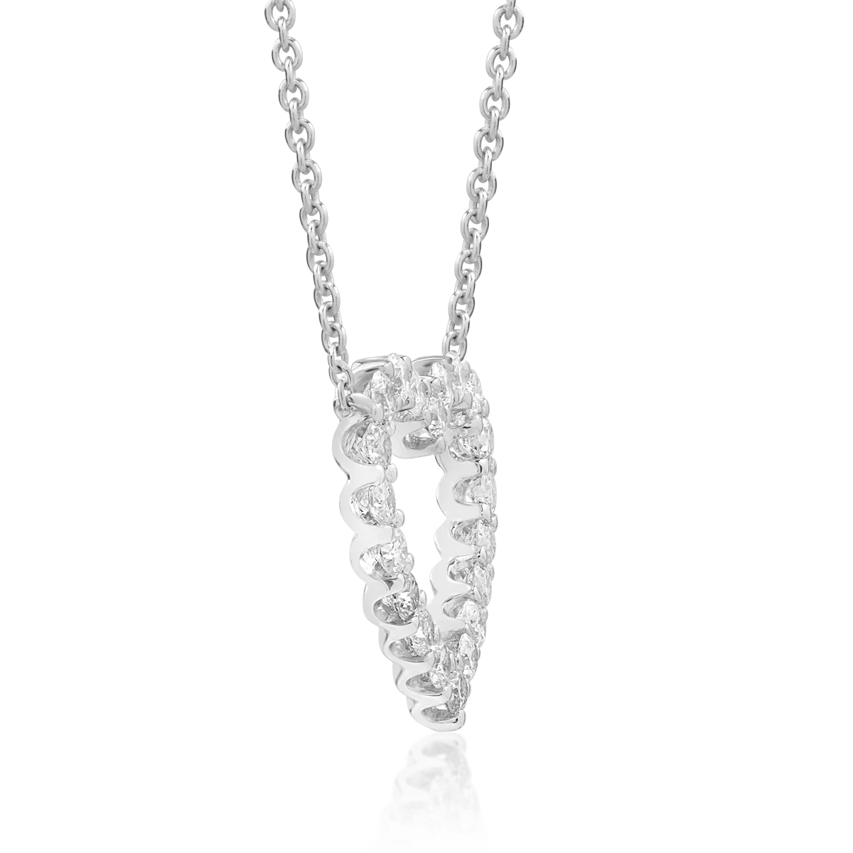 Lant cu pandantiv inimioara din aur alb cu diamante de 0.5ct