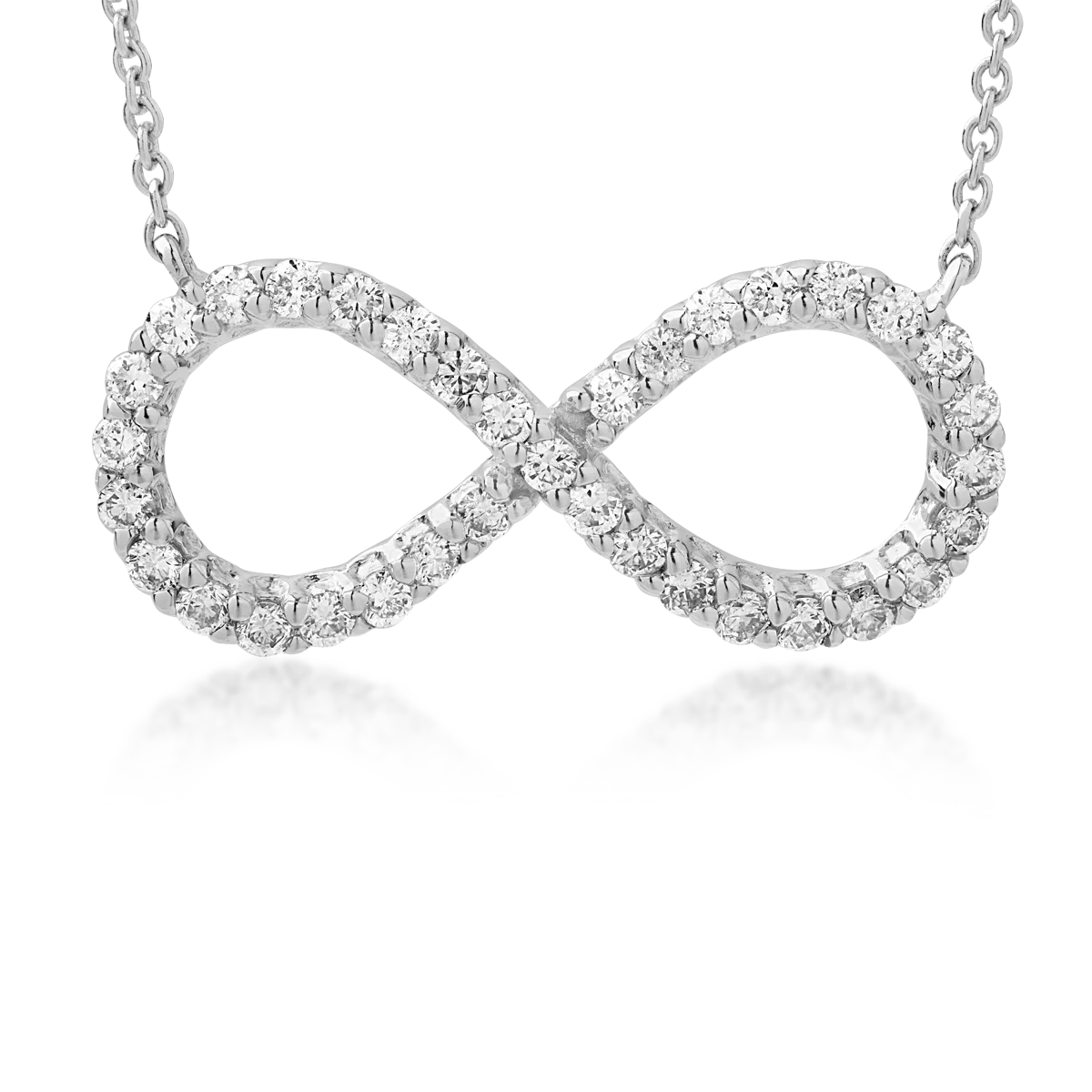 18K white gold infinity pendant chain with 0.34ct diamonds