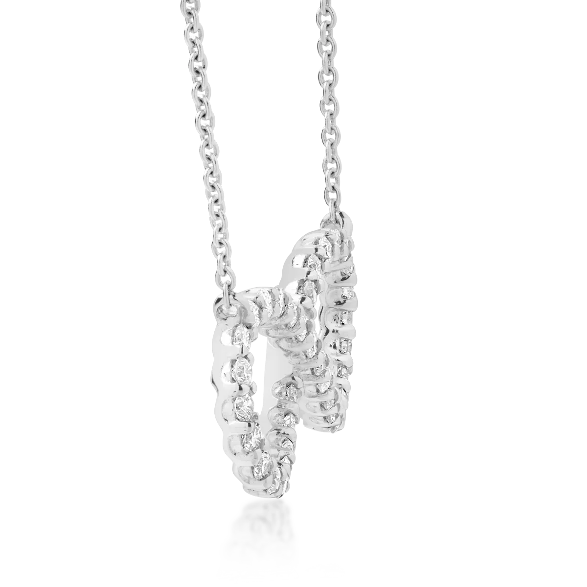 Верижка с висулка със знака на безкрайността от бяло злато 18К с диаманти 0.34гкт