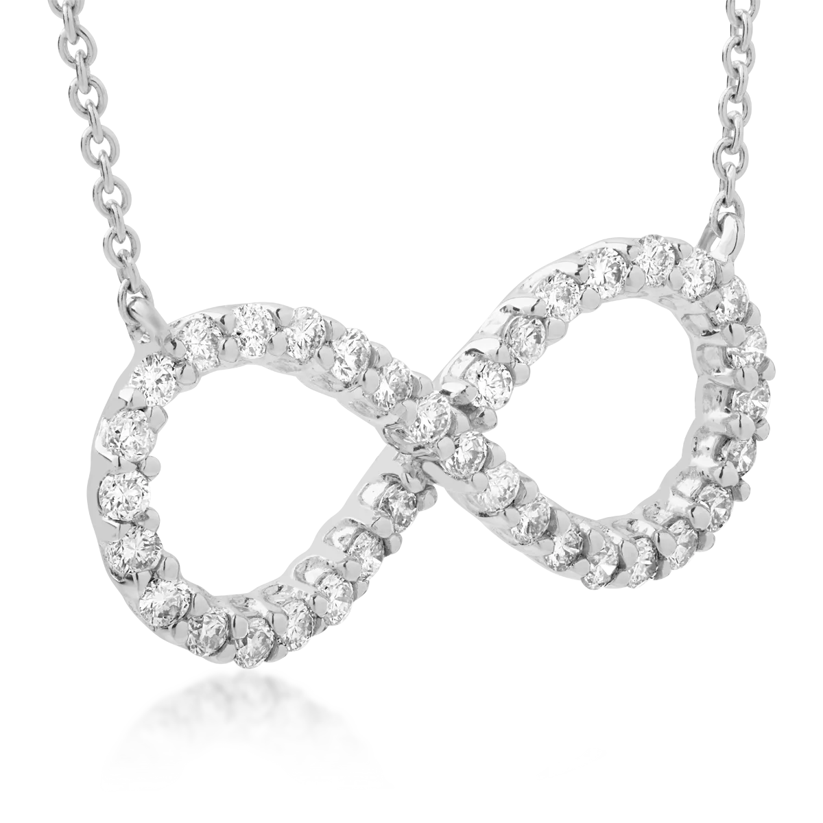 Lant cu pandantiv infinit din aur alb de 18K cu diamante de 0.34ct