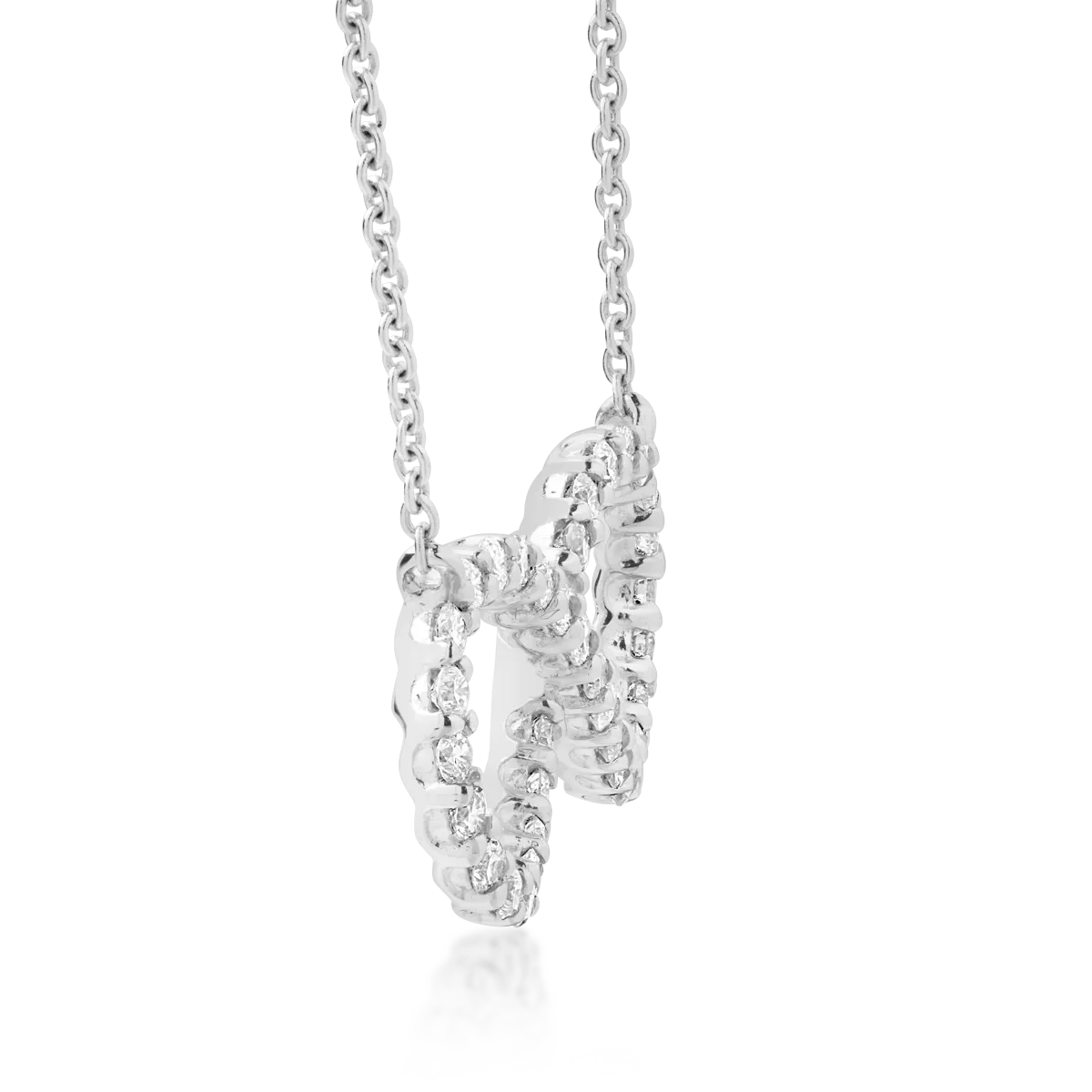 Lant cu pandantiv infinit din aur alb de 18K cu diamante de 0.34ct