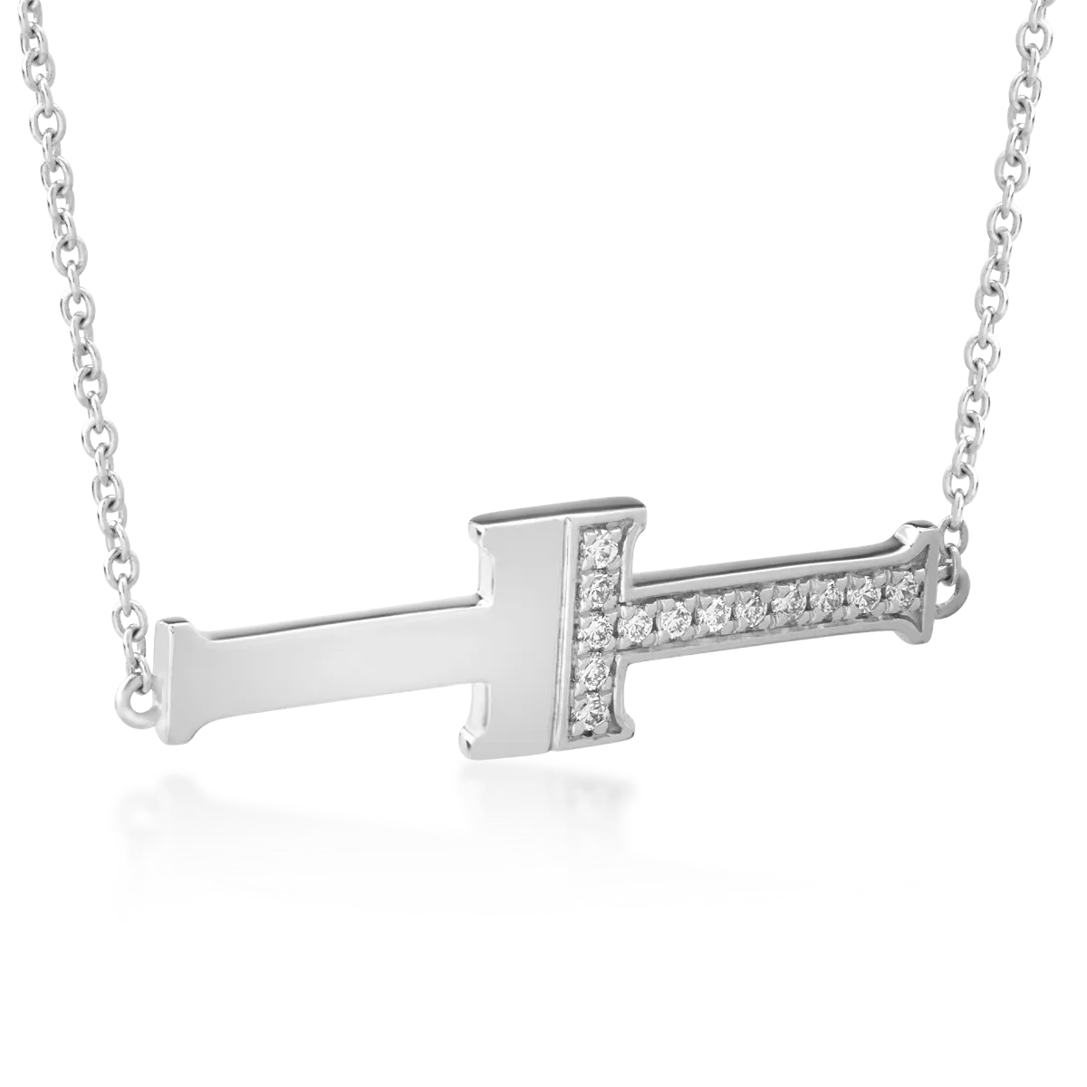 Колие с висулка от бяло злато 18K с диаманти 0.1ct