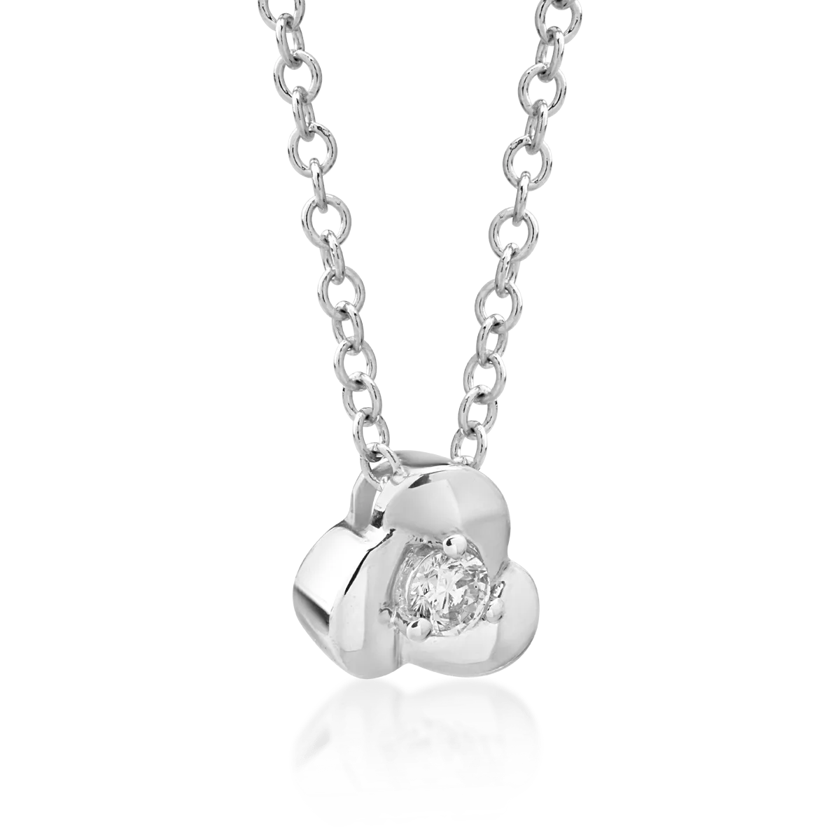 18K white gold pendant chain with 0.041ct diamond