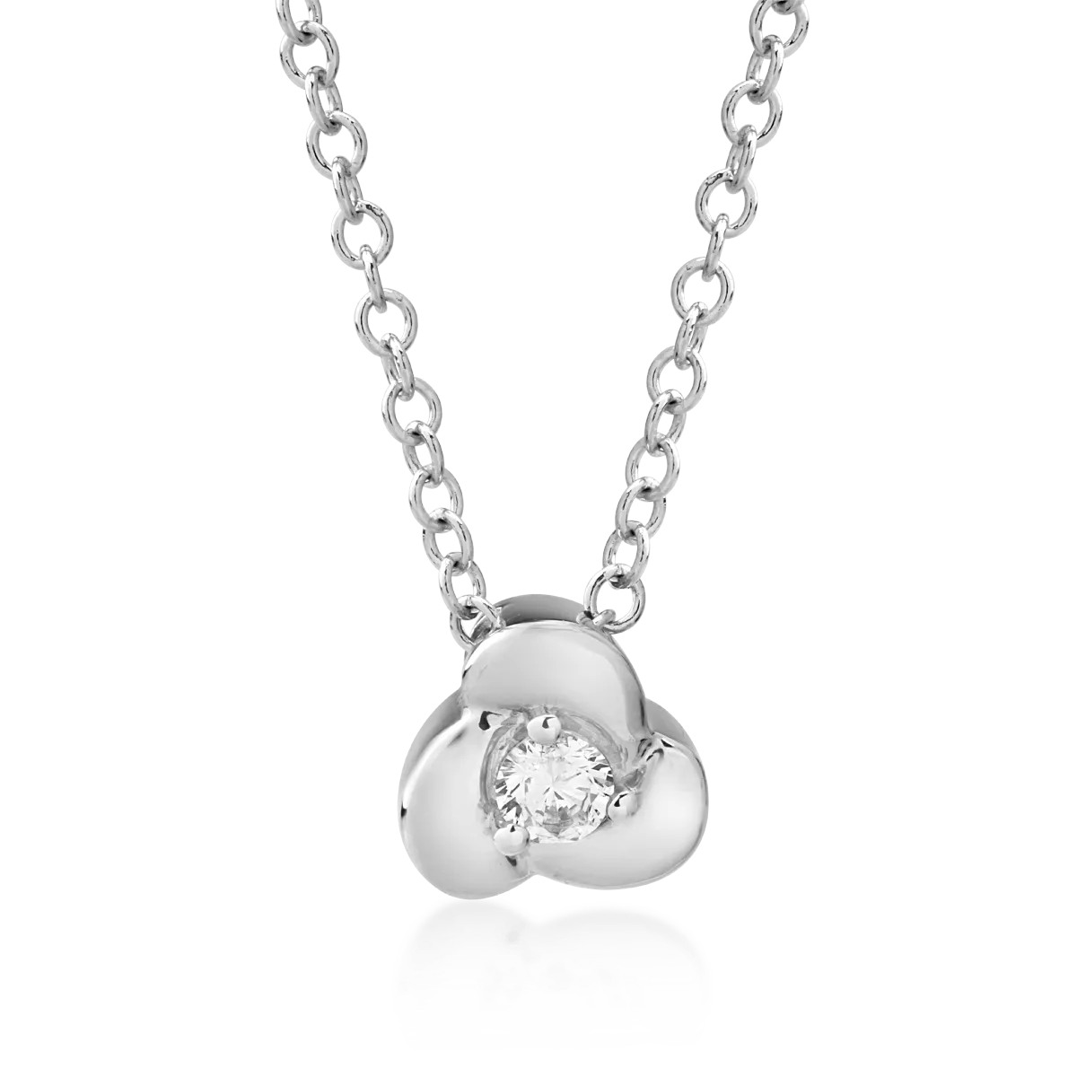 Lant cu pandantiv din aur alb de 18K cu diamant de 0.041ct
