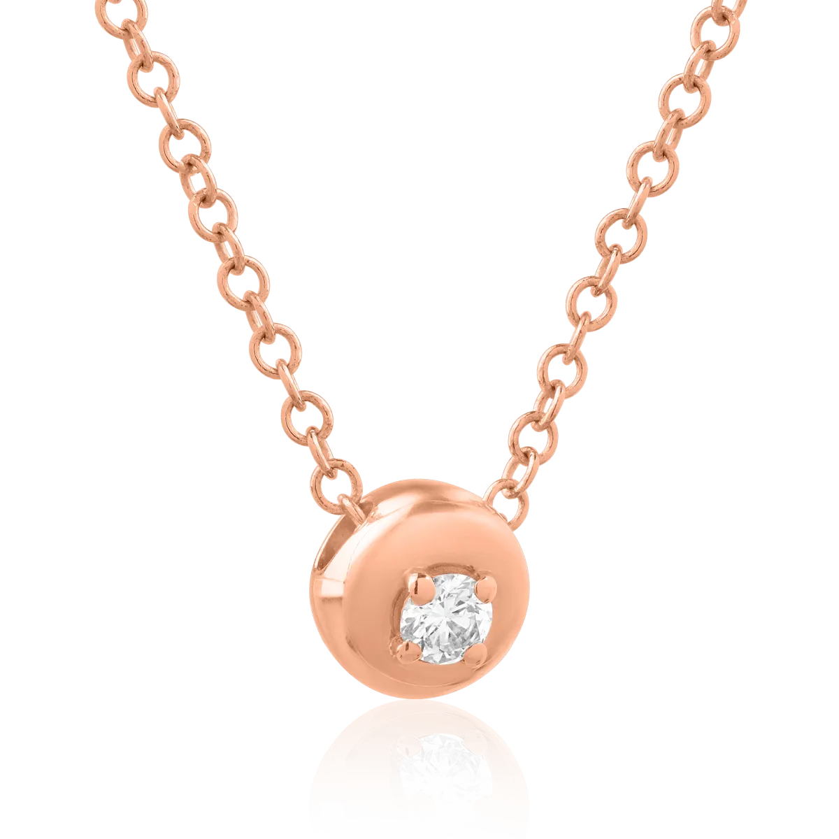 14K rose gold pendant necklace with 0.042ct diamond