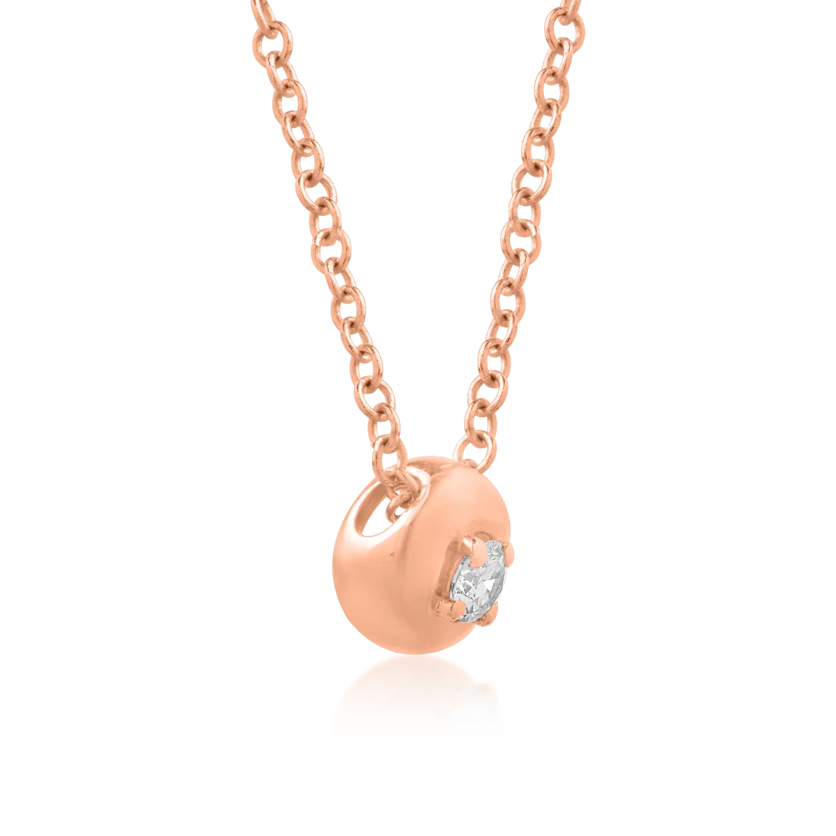 14K rose gold pendant necklace with 0.042ct diamond