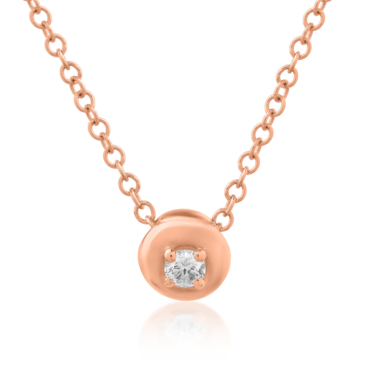 Lant cu pandantiv din aur roz cu diamant de 0.042ct