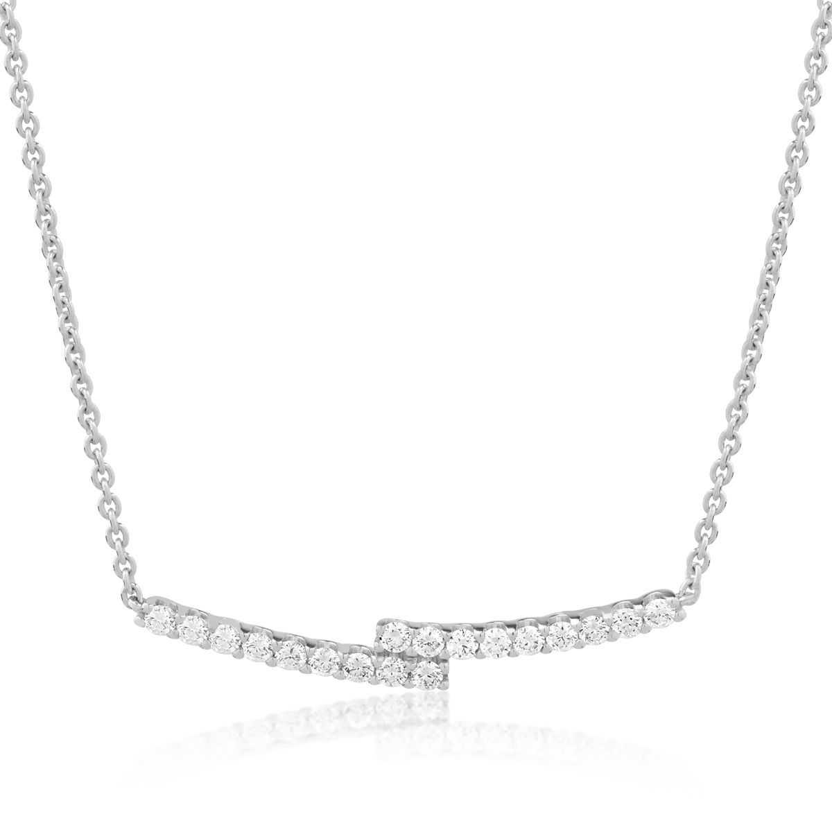Lant cu pandantiv din aur alb de 14K cu diamante de 0.5ct-117187