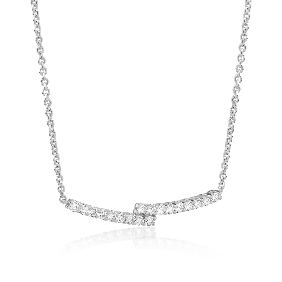 Lant cu pandantiv din aur alb cu diamante de 0.5ct