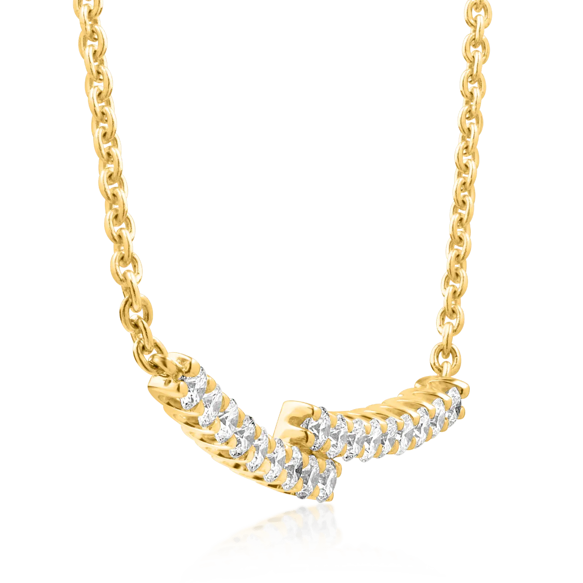 Верижка с висулка от жълто злато 14К с диаманти 0.5гкт