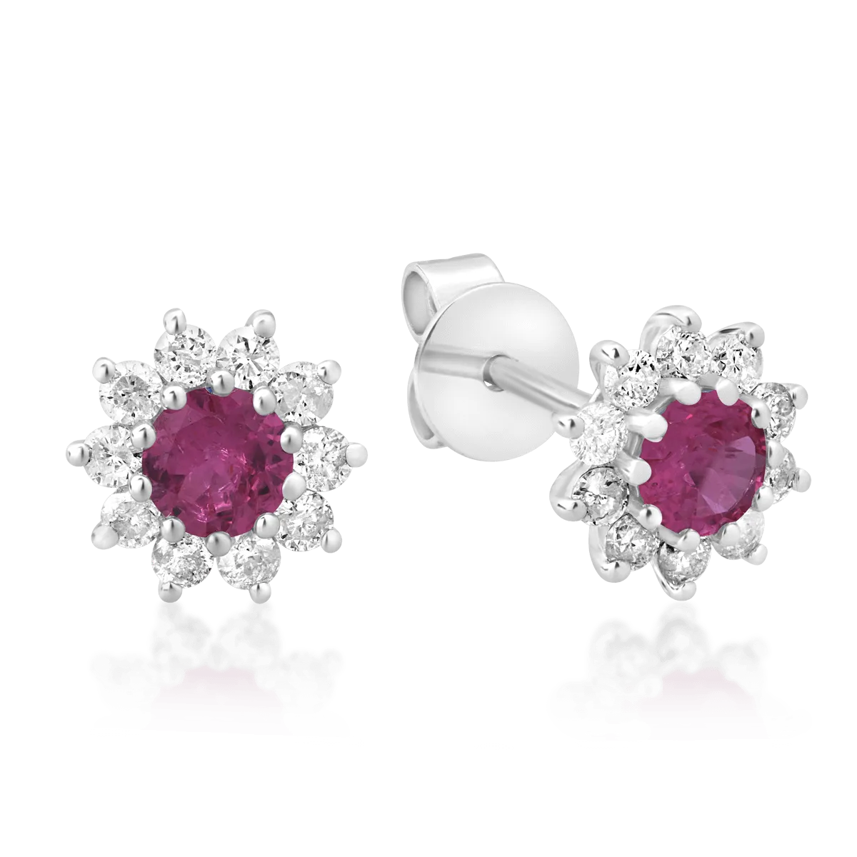 18K white gold earrings with 0.4ct light pink sapphires and 0.3ct diamonds