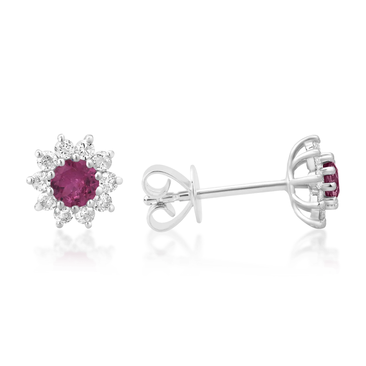 18K white gold earrings with 0.4ct light pink sapphires and 0.3ct diamonds