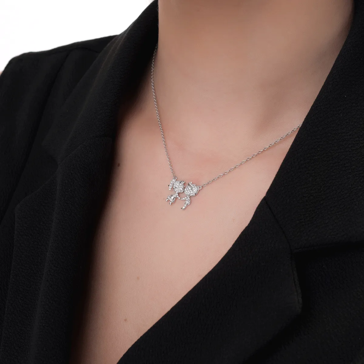 Nyaklánc kislány és kisfiú medállal 18K-os fehér aranyból 0.25ct gyémánttal