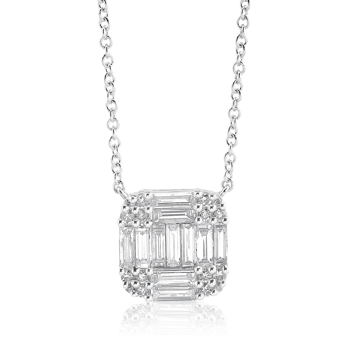 18K white gold pendant necklace with 0.86ct diamonds