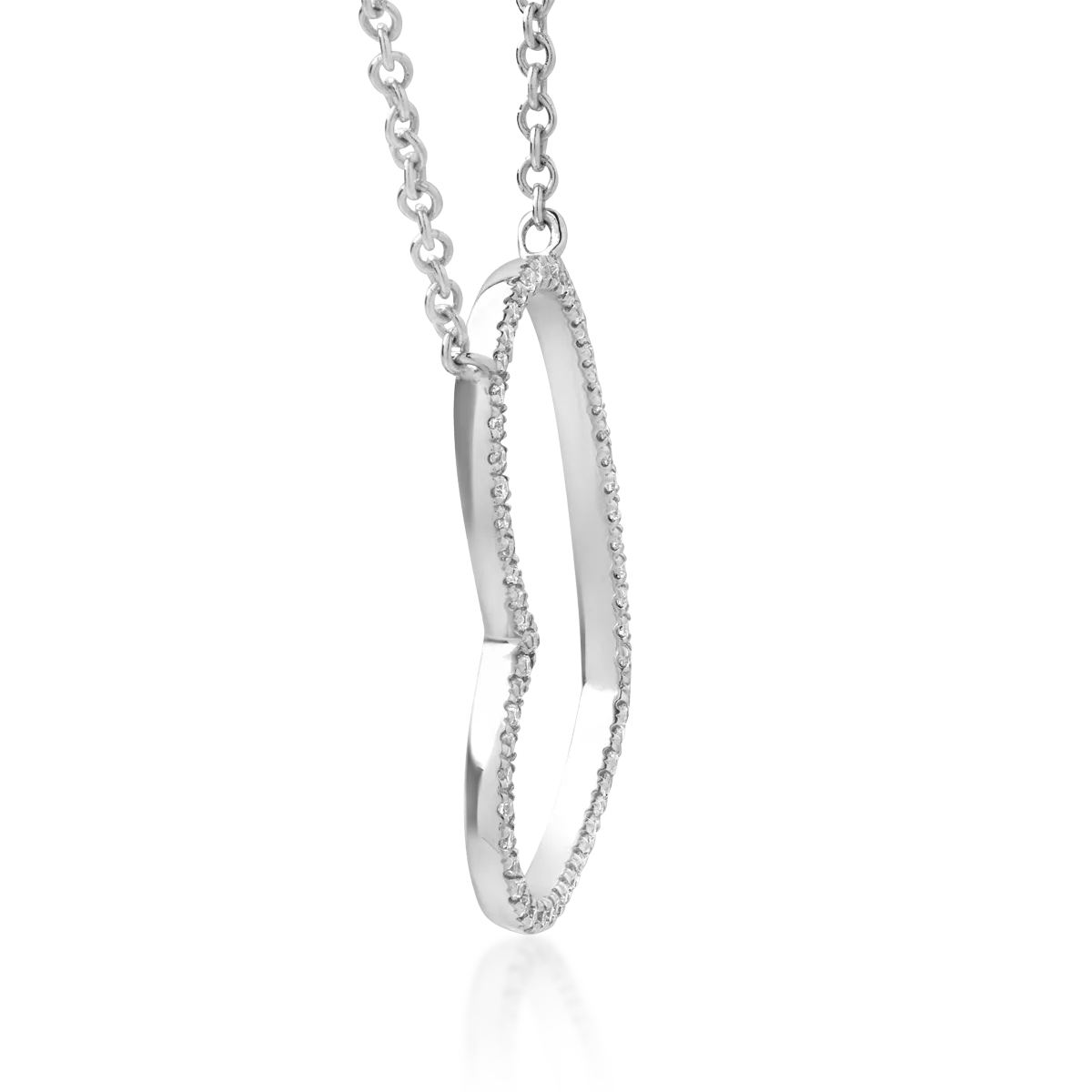 Lant cu pandantiv inima din aur alb de 18K cu diamante de 0.12ct