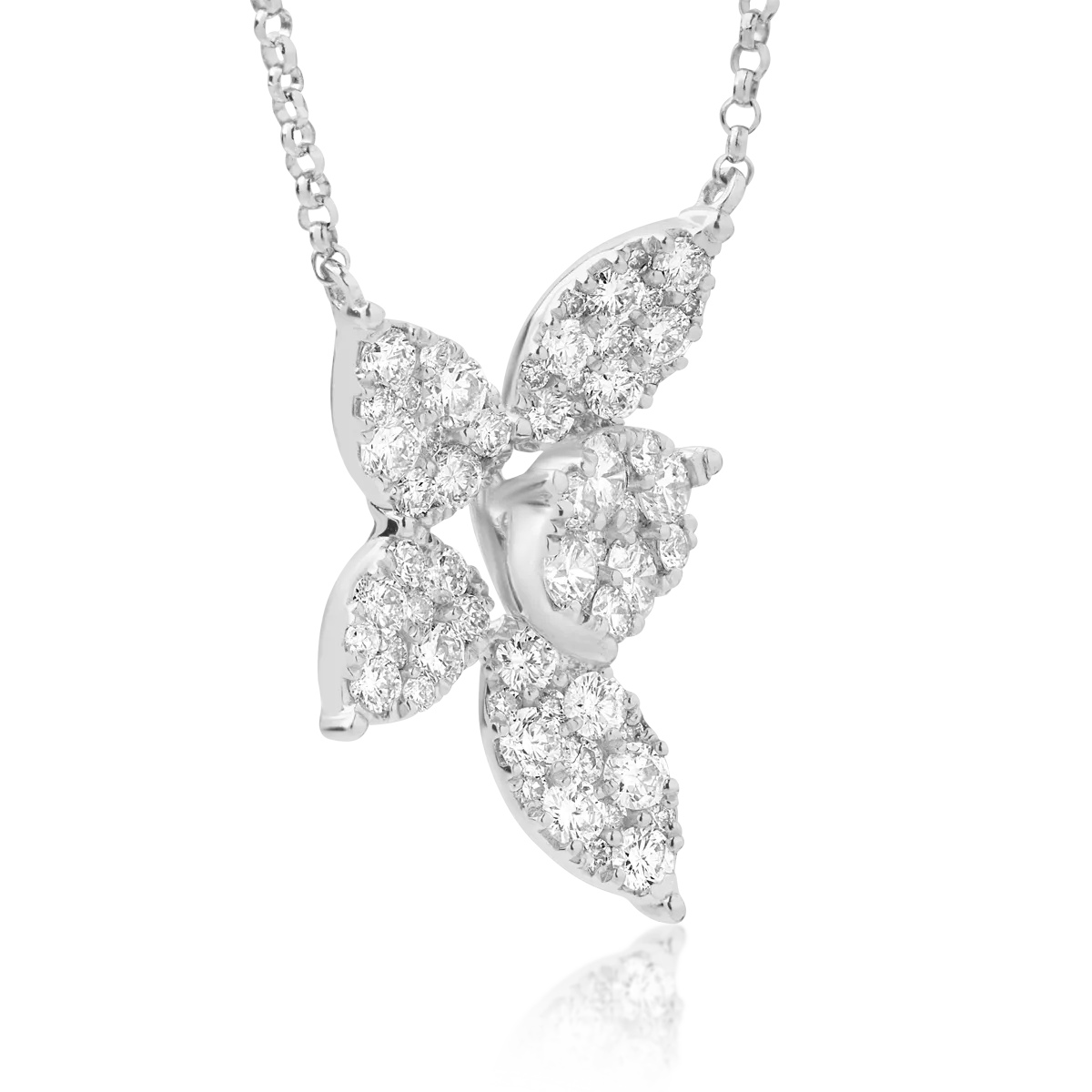 Lant cu pandantiv din aur alb cu diamante de 0.94ct