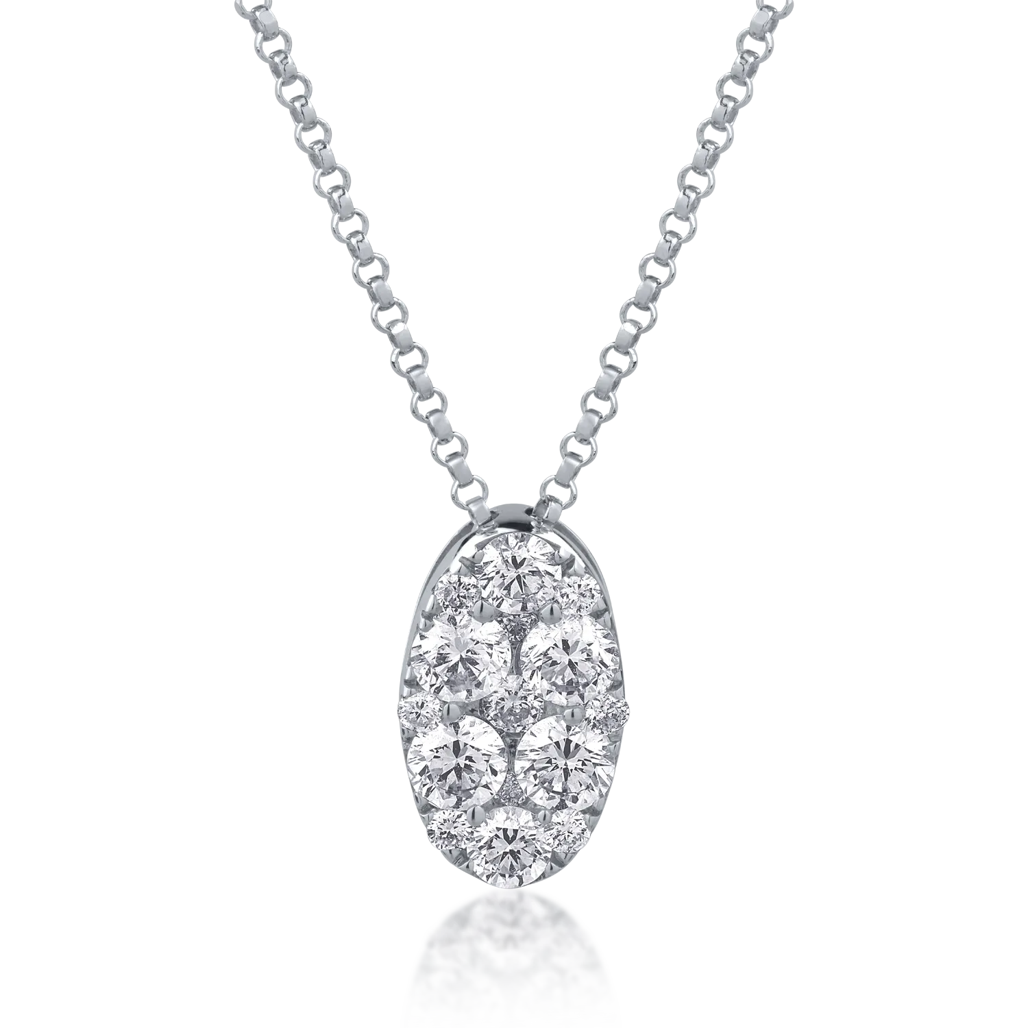 Lant cu pandantiv din aur alb cu diamante de 0.81ct