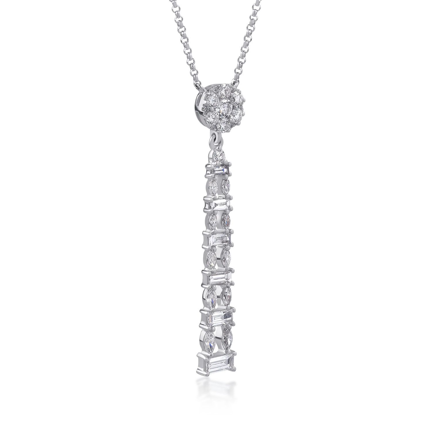 Lant cu pandantiv din aur alb de 18K cu diamante de 1.17ct