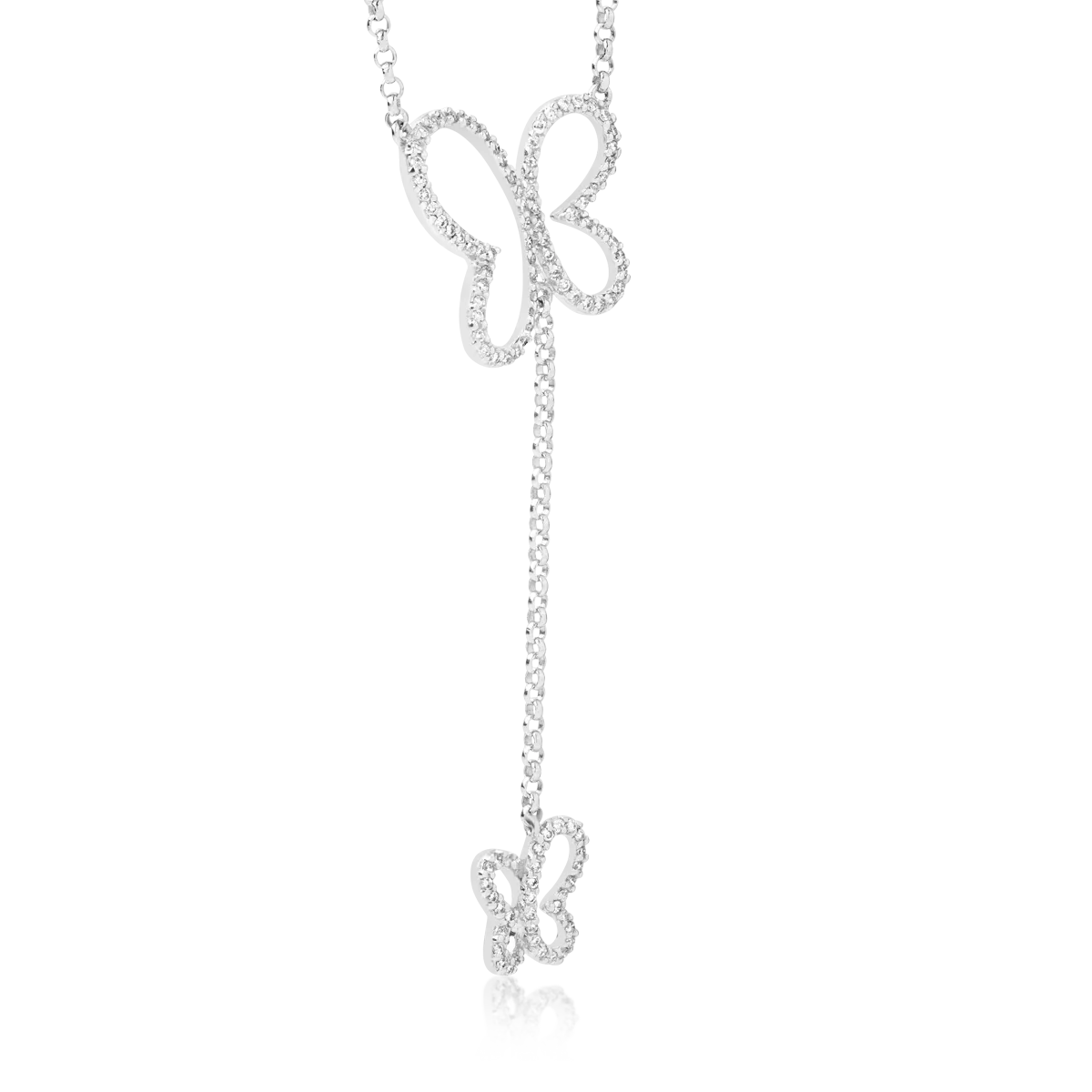 18K white gold butterflies necklace with diamonds of 0.45ct