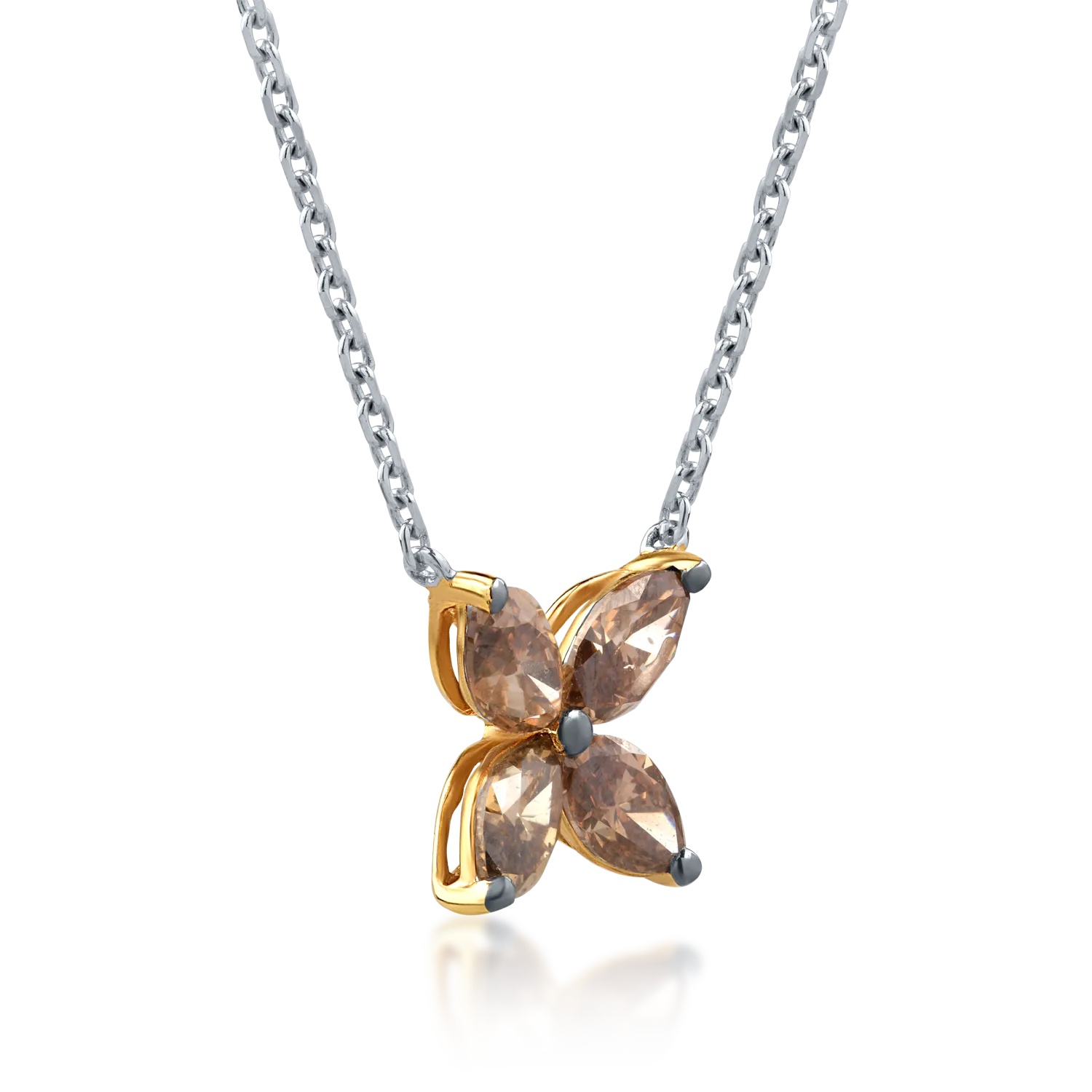 Колие от бяло злато 18K с кафяви диаманти 1.49ct