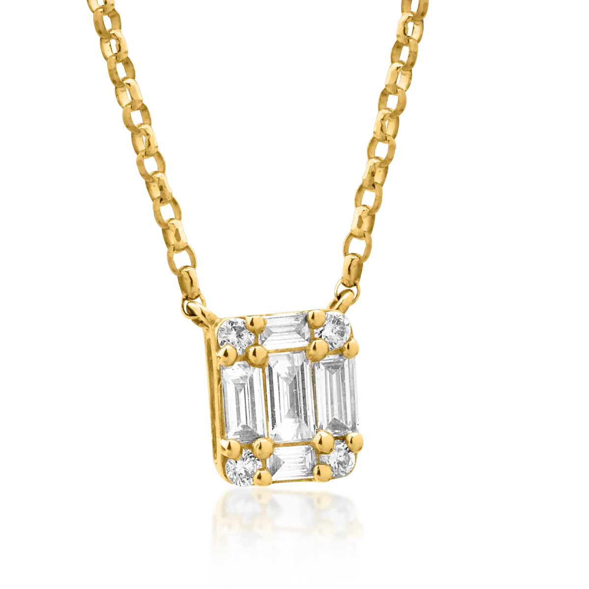 Lant cu pandantiv din aur galben cu diamante de 0.27ct