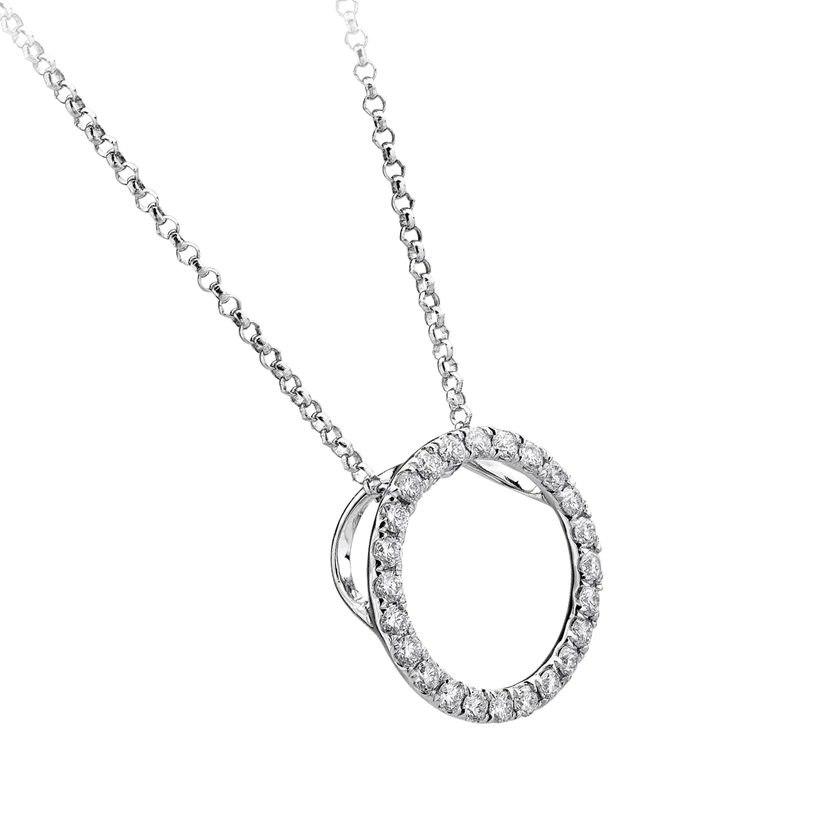 18K white gold pendant chain with 0.39ct diamonds