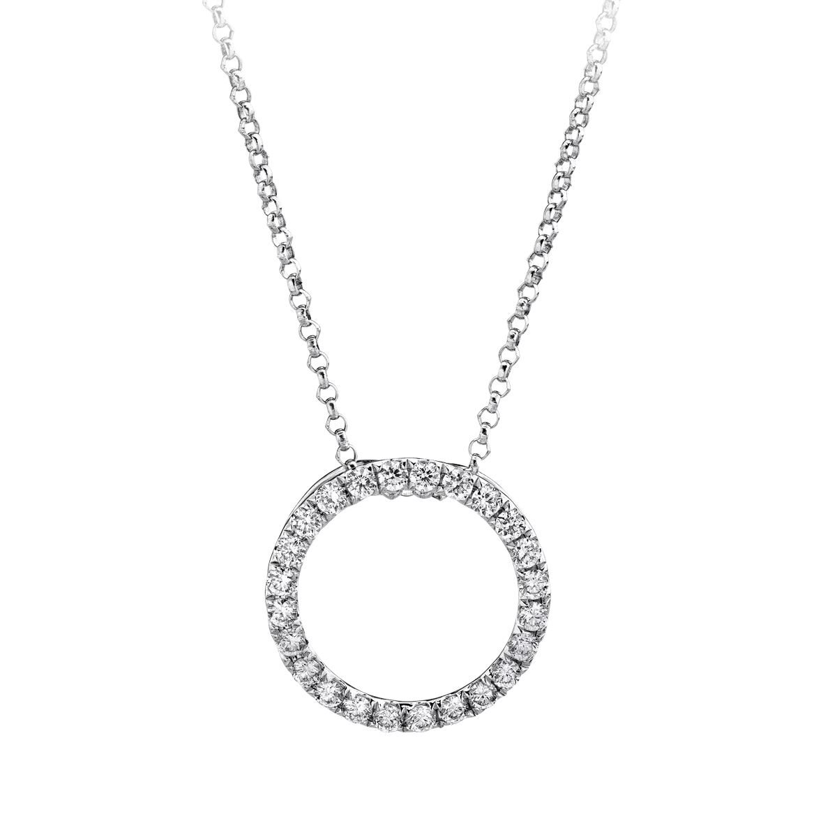 Lant cu pandantiv din aur alb de 18K cu diamante de 0.39ct-117044