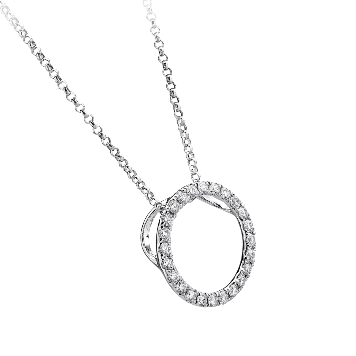 Lant cu pandantiv din aur alb de 18K cu diamante de 0.39ct